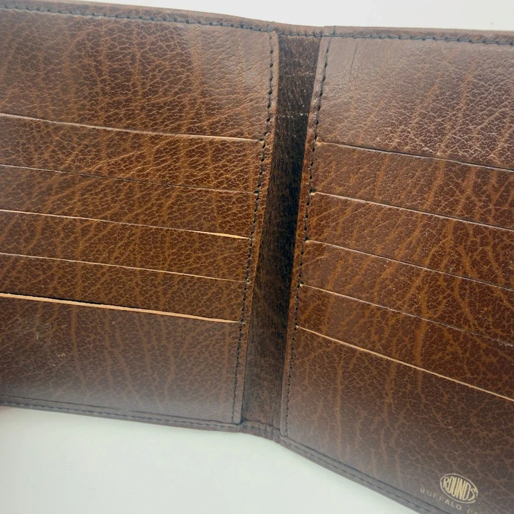 Rounds Bifold Wallet Buffalo Calf Leather Brown Mens One Size